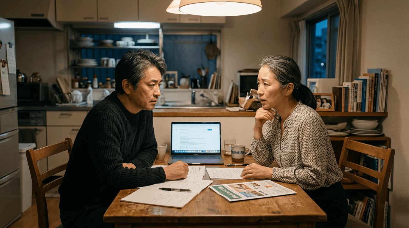 移住について悩む夫婦の写真